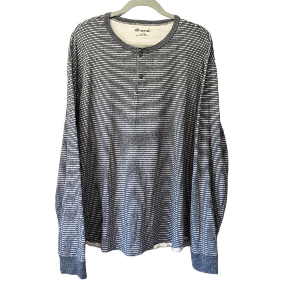 Madewell Doubledown Henley Tee in Stripe Mens Sz XXL